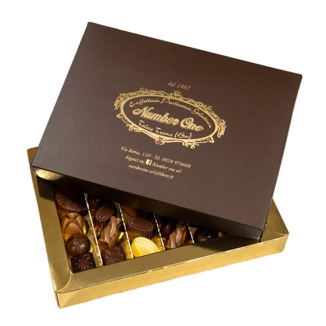 Scatola Pasticceria per Cioccolatini Marrone interno Oro - Eurofides